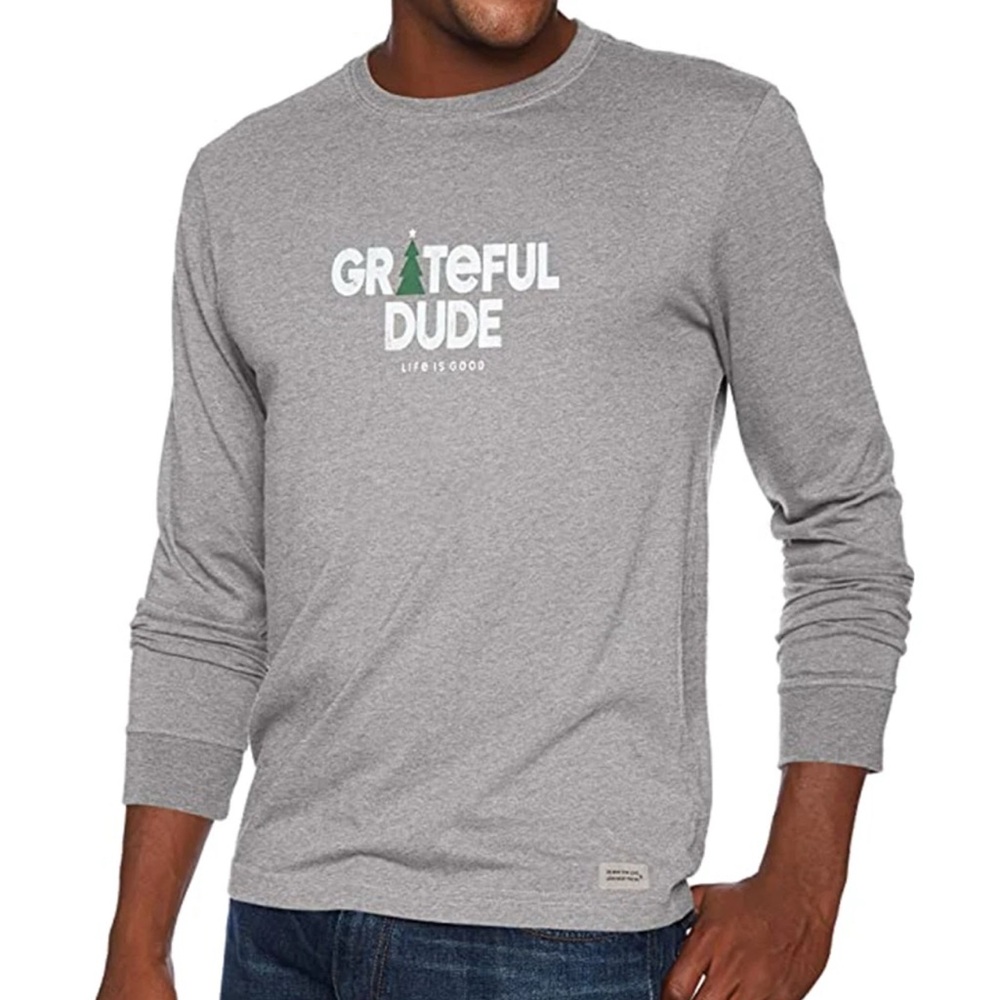 Life is Good Men's XL Grateful Dude Long Sleeve T Shirt - Gray